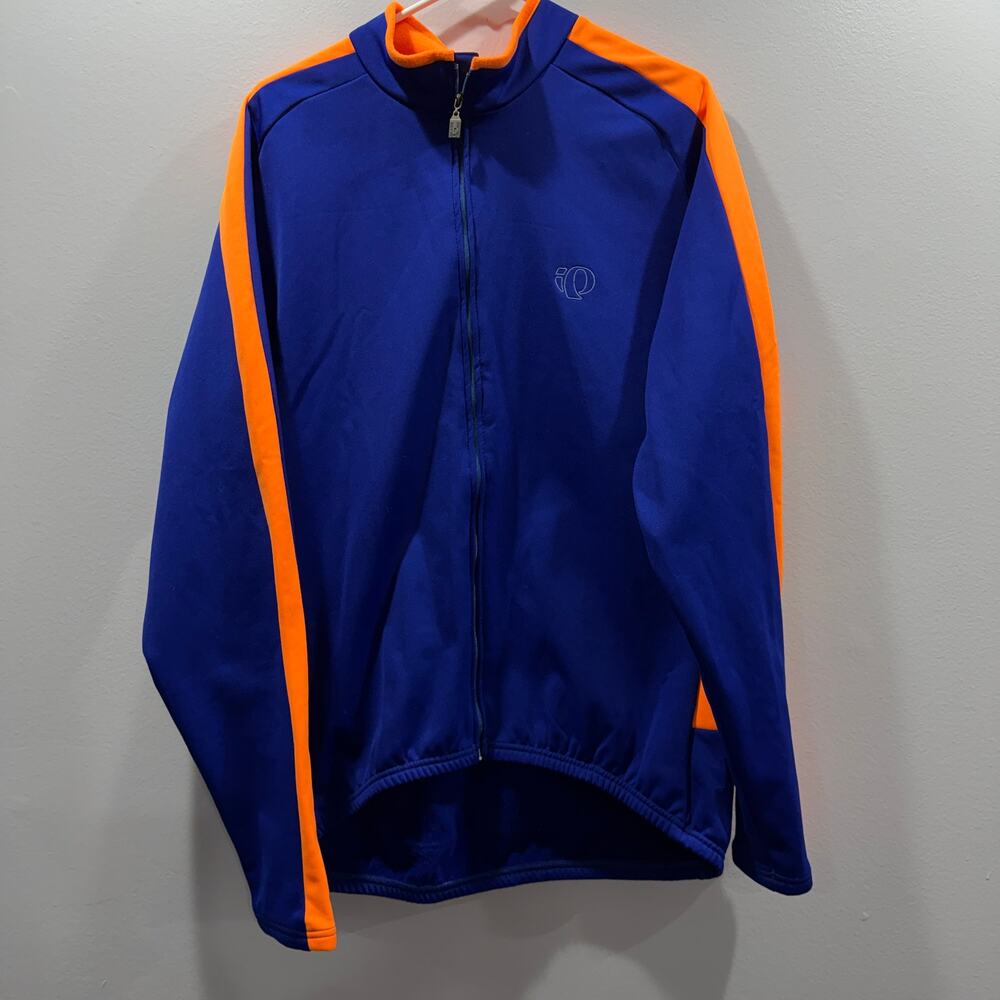 PEARL IZUMI Cycling Jacket Full Zip Men Size XLarge Blue Orange Fleece Lined